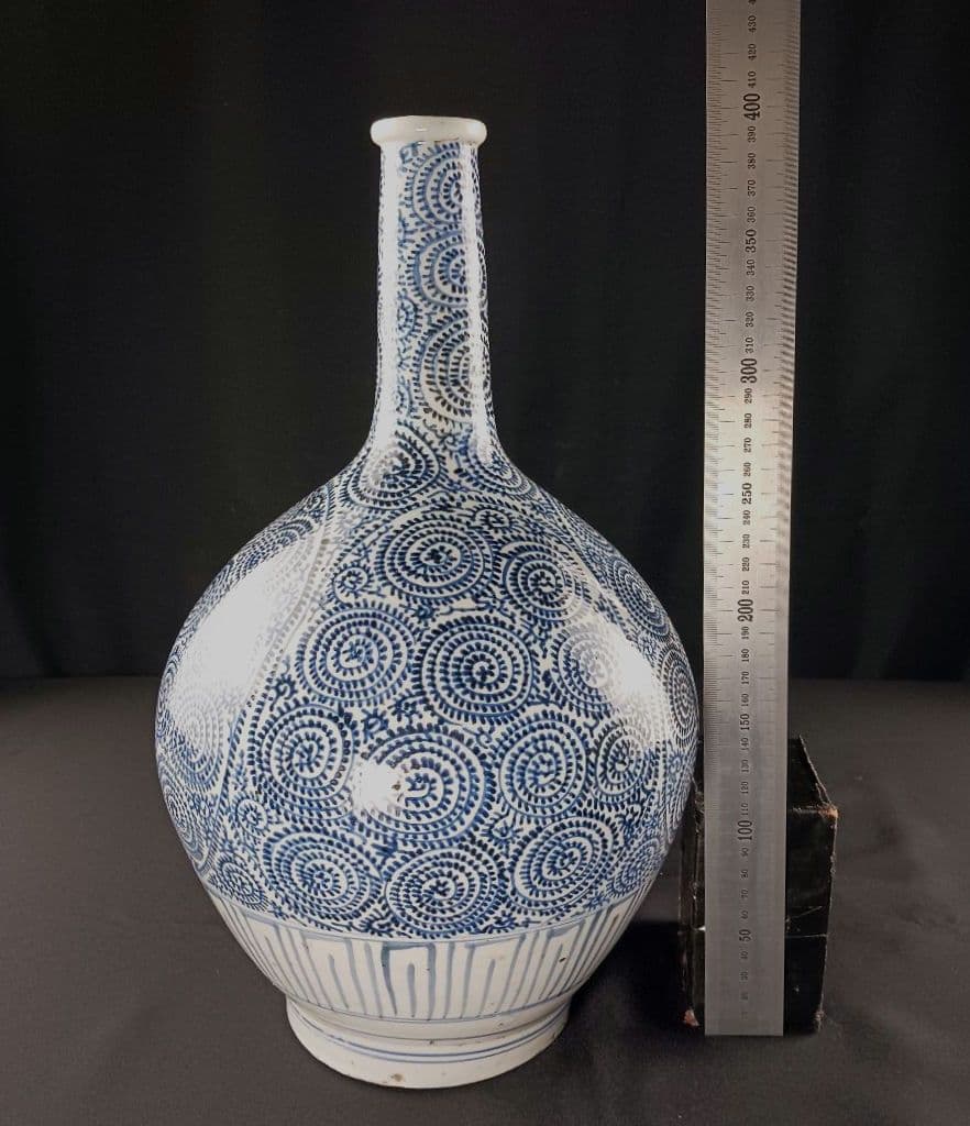 Y2788 古伊万里 染付蛸唐草文瓶 壷 高さ40㎝ 大型