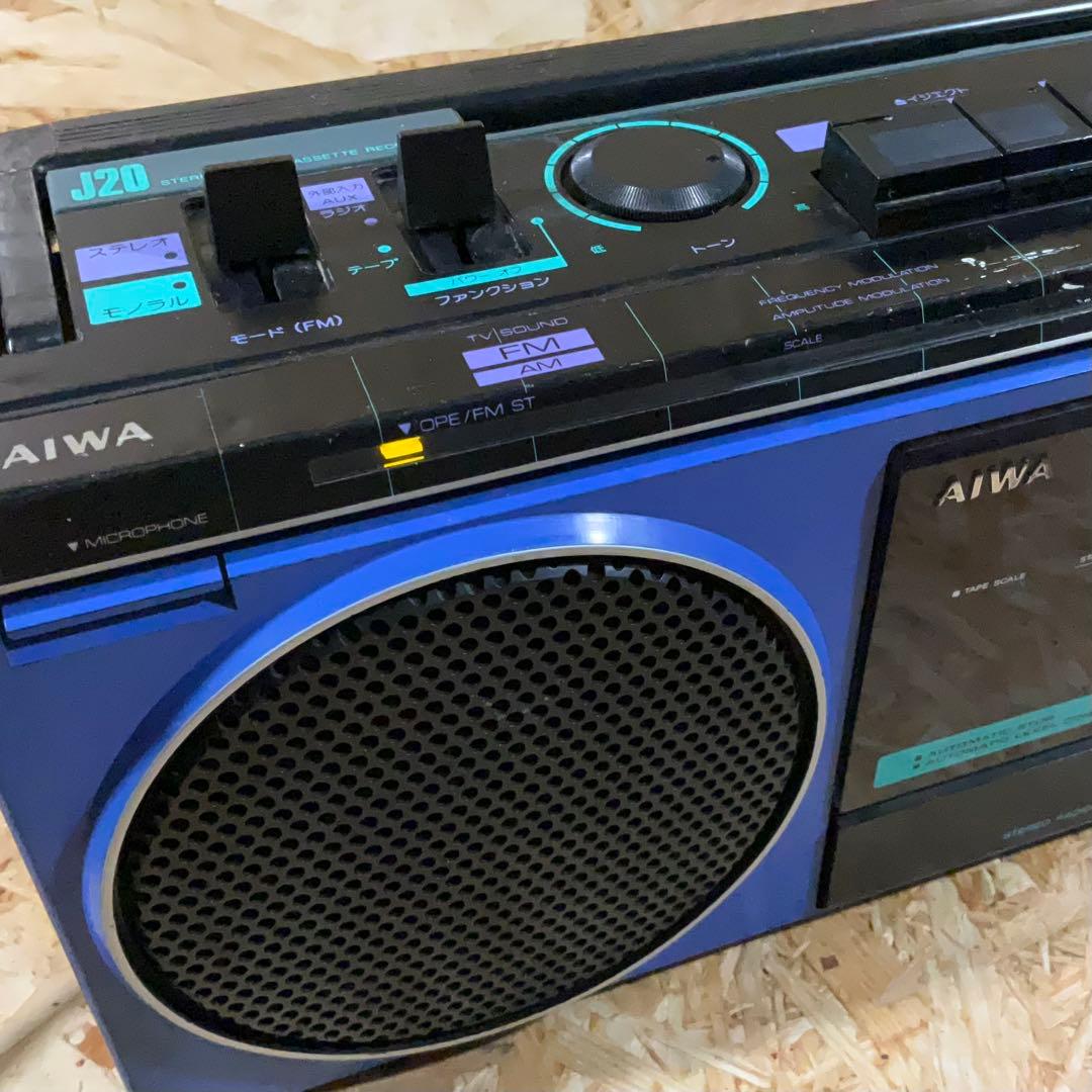 AIWA CS-J20 青 ラジカセ　AM・FM受信OK レトロ ジャンク