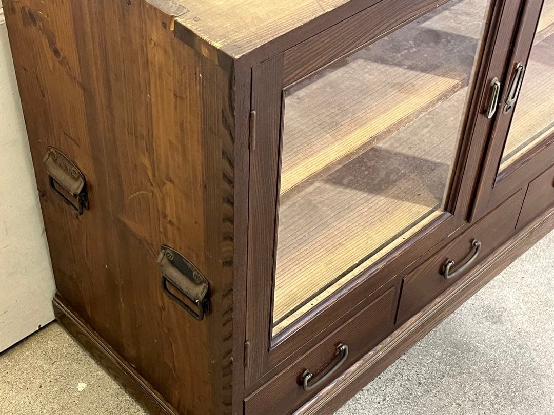 昭和レトロ　木製キャビネット 陳列ケース 収納庫 飾り棚 水屋箪笥 店舗什器