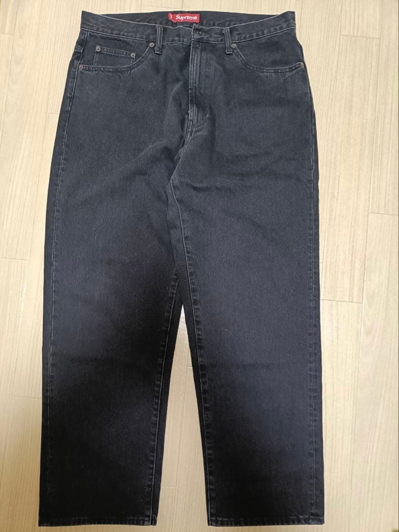 34:Supreme Baggy Jean 25SS Black バギージーンズ