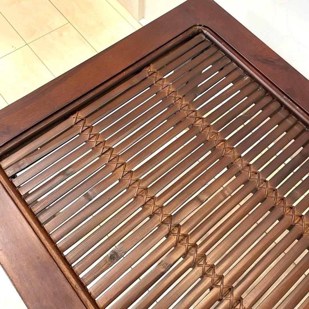 座卓 ガラストップ ローテーブル 竹編み 和モダン バンブー 古民家風 レトロ