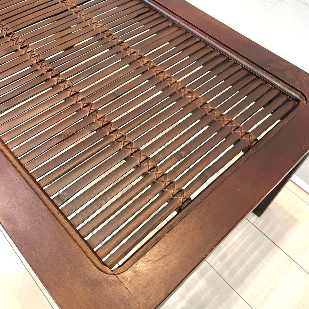 座卓 ガラストップ ローテーブル 竹編み 和モダン バンブー 古民家風 レトロ