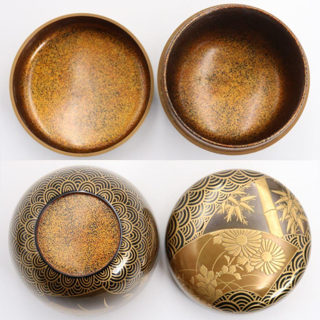 Gojyo 青海波に五君子蒔絵 中棗 松竹梅 内金梨子地 茶道具　M881