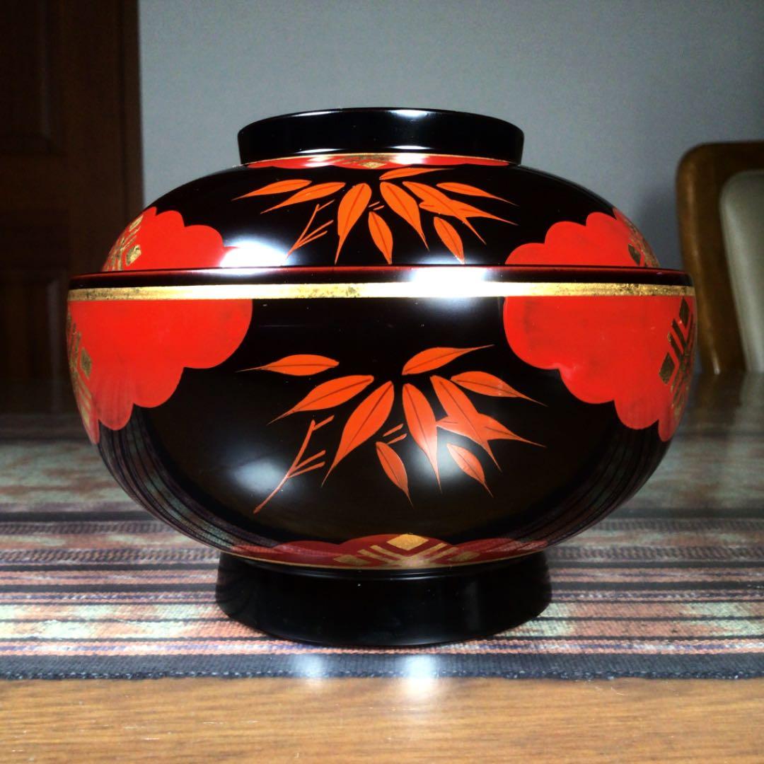 『ハピうー特価』　秀衡塗　蓋付　お椀　雑煮椀　5客