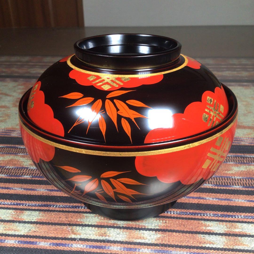 『ハピうー特価』　秀衡塗　蓋付　お椀　雑煮椀　5客