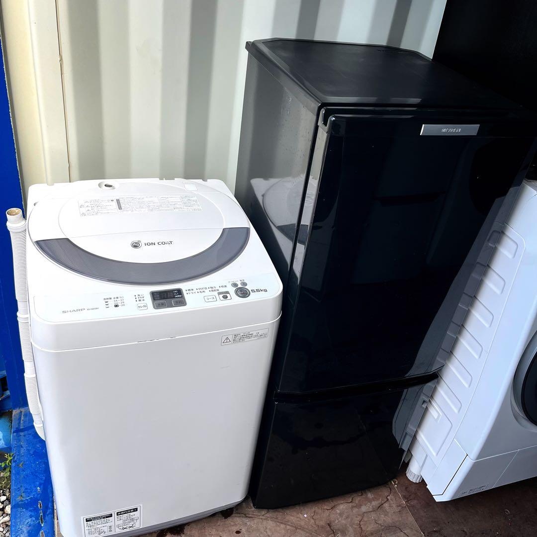 332取付無料！三菱低温ケース搭載スタイリッシュブラック冷蔵庫SHARP洗濯機