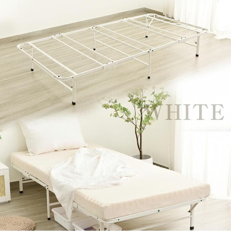 超人気！パイプベッド 折りたたみベッド シングル 単身赴任 新生活 White