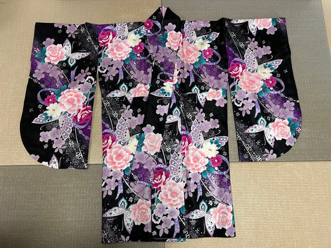 袴セット 卒業式 紫色 花柄 着物 サイズ1尺8寸