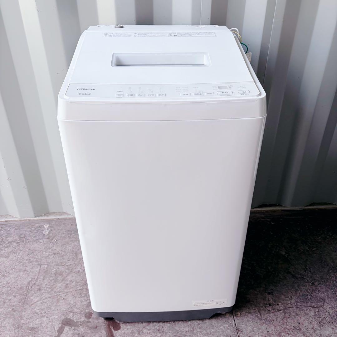 運搬取付無料！清潔ホワイト純正日立コンパクト大容量全自動洗濯機！完動超美品！