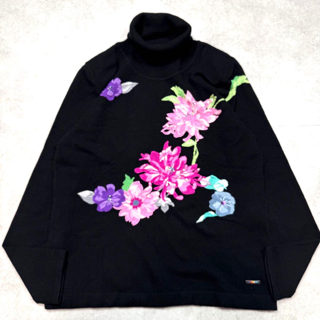 美品♡レオナール カシミヤ シルク タートルネック ニット ライトストーン XL