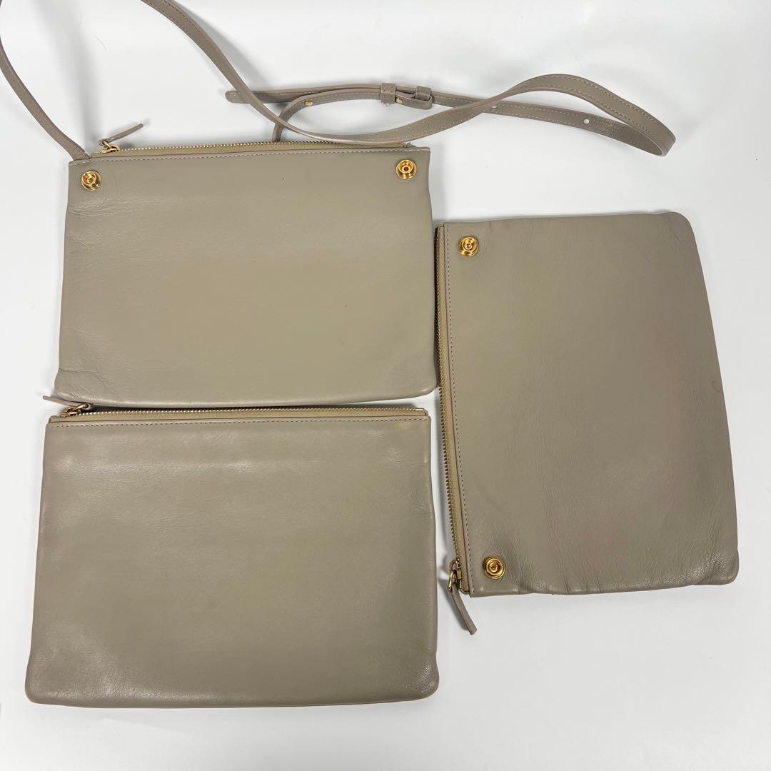 CELINE トリオラージ 3連 本革ショルダーバッグ クラッチバッグ 2way
