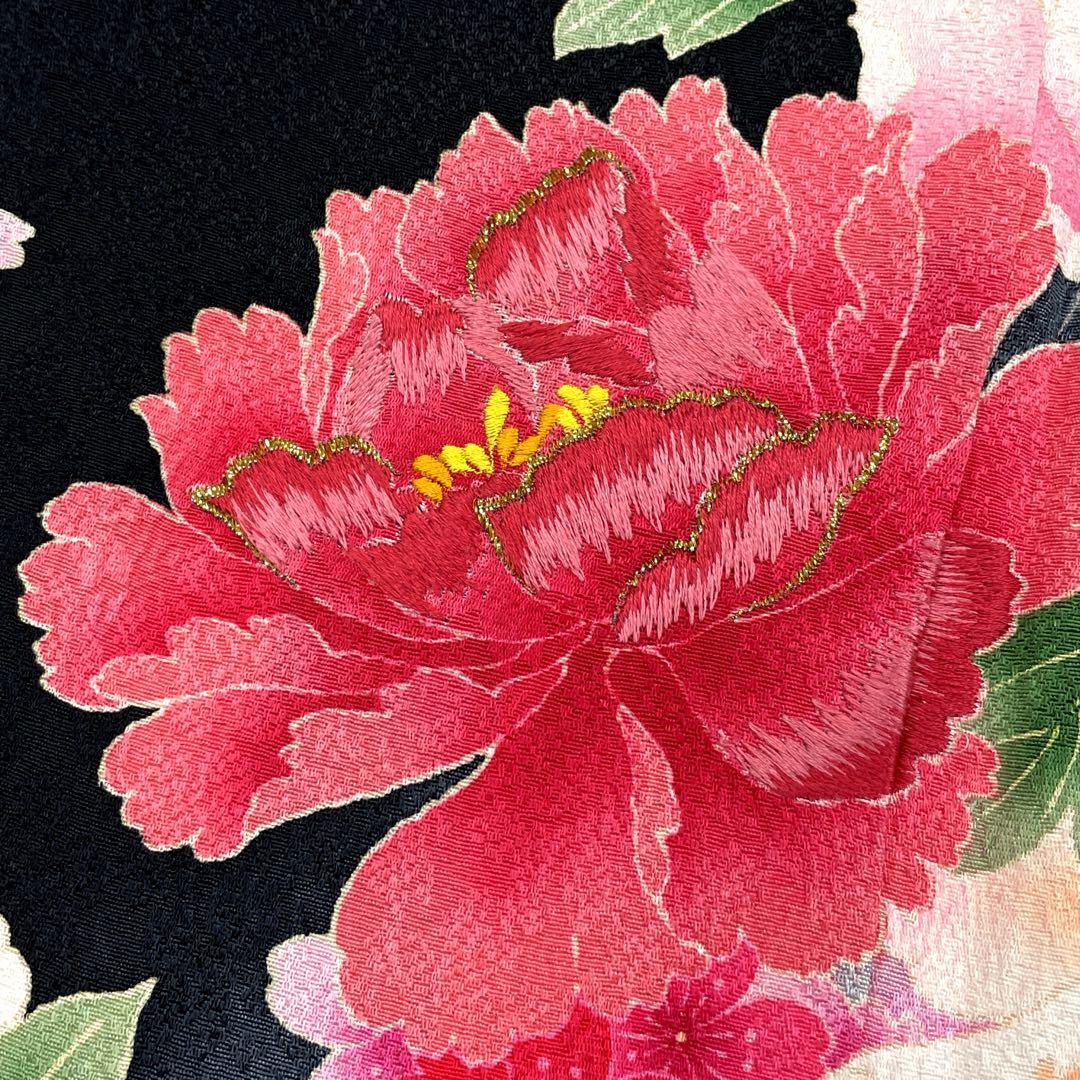 ◎mk-636　美品　振袖　刺繍　スモールサイズ　　1-13