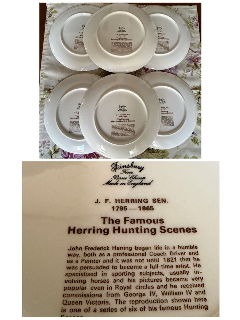 【希少品】英国製　フィンズベリー★Hunting Scenes★プレート6枚