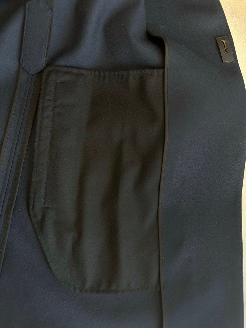 美品▲THE RERACS リラクス//ウールノーカラーコート▲ネイビー 紺色