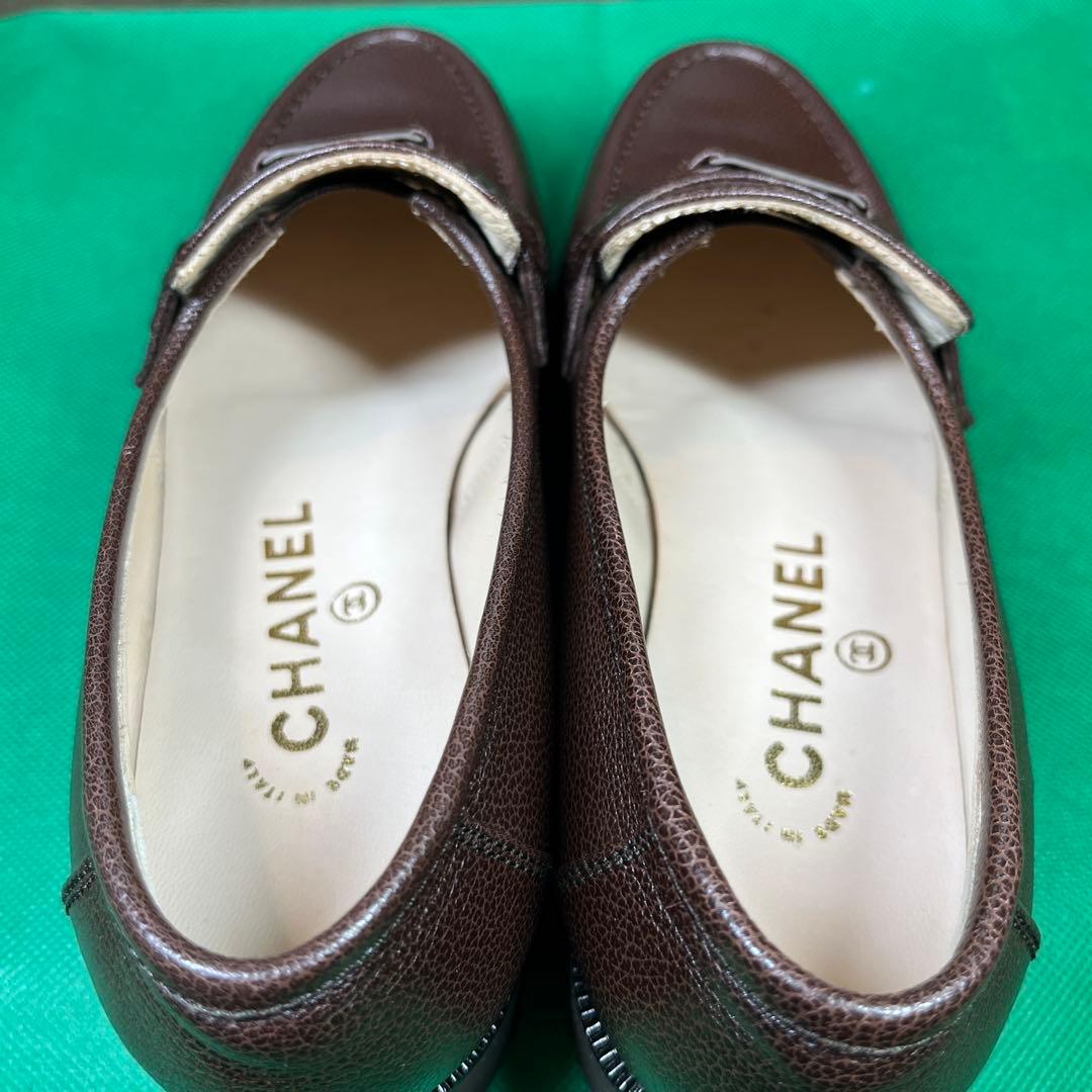 CHANEL ブラウンレザー ローファー 23.0cm