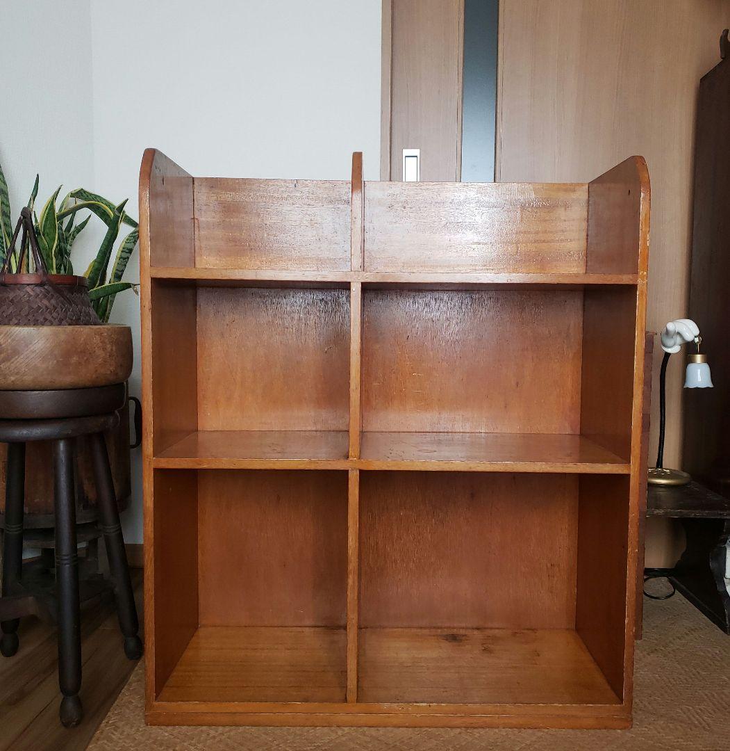 希少　ラワン材　木製オープンシェルフ　古家具　古道具　本棚　ヴィンテージ
