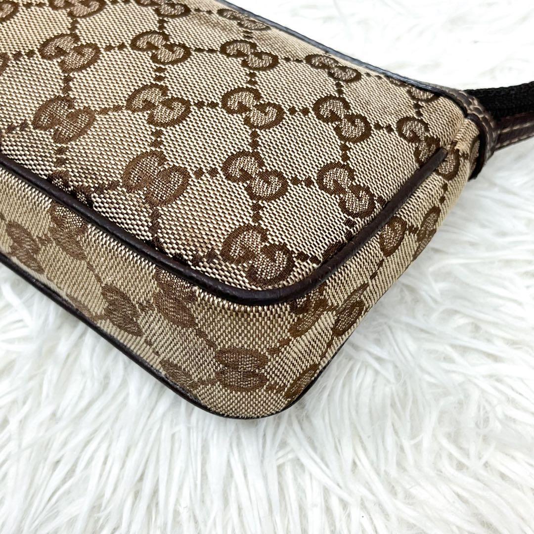 希少 グッチ アクセサリーポーチ ブーツチャーム GGキャンバス レザー