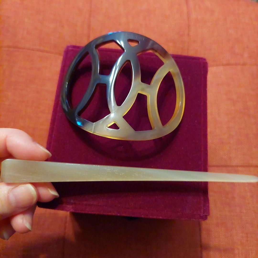 修理傷跡ありHERMESヘアアクセサリーバッファローホーンの鼈甲簪