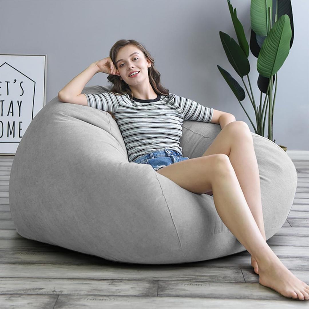 ビーズクッション特大100*80cm グレー Lサイズ