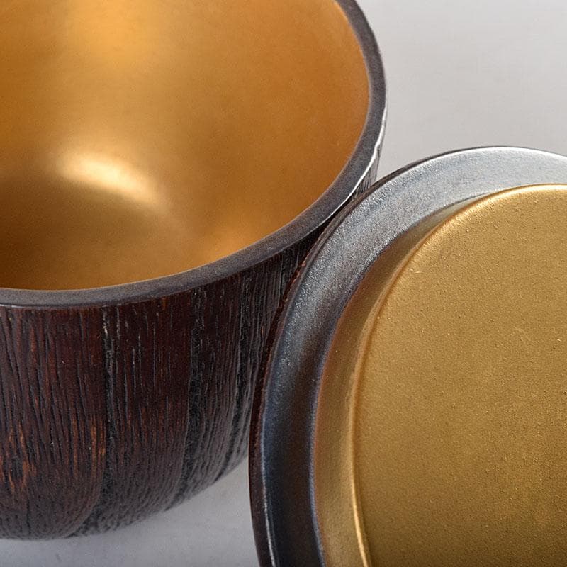 茶道具　桐製内金溜　棗　茶器　仕覆・時代箱付　V　R8643