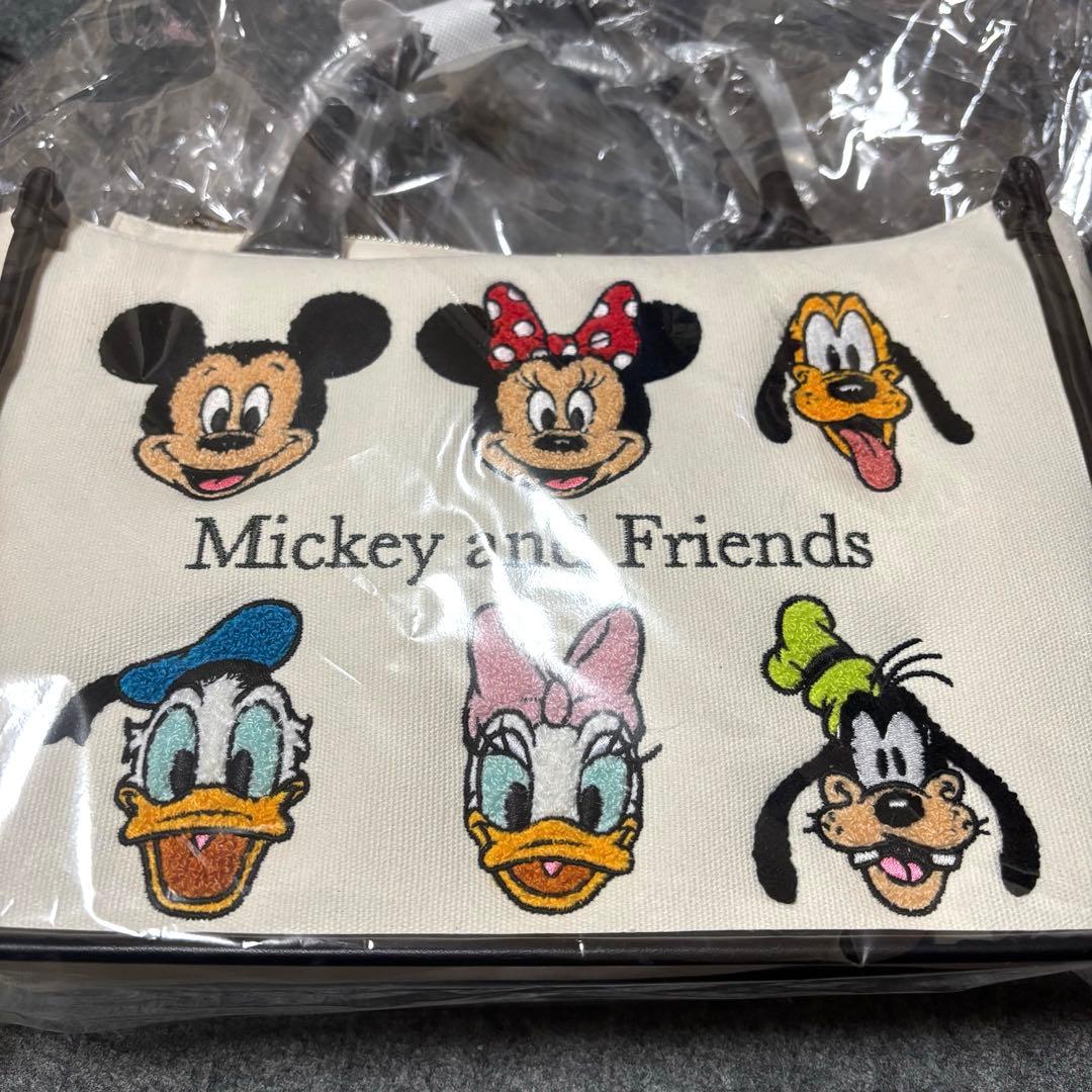 Areeam ミッキー&フレンズ トート さがら刺繍バッグ シニエール織