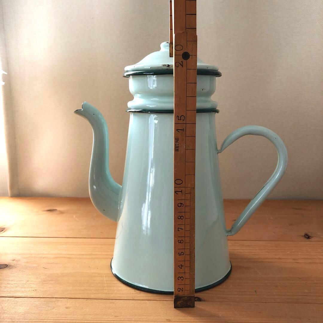 古いホーローポット　琺瑯　フランス　アンティーク　漉し器　カフェ　no.223