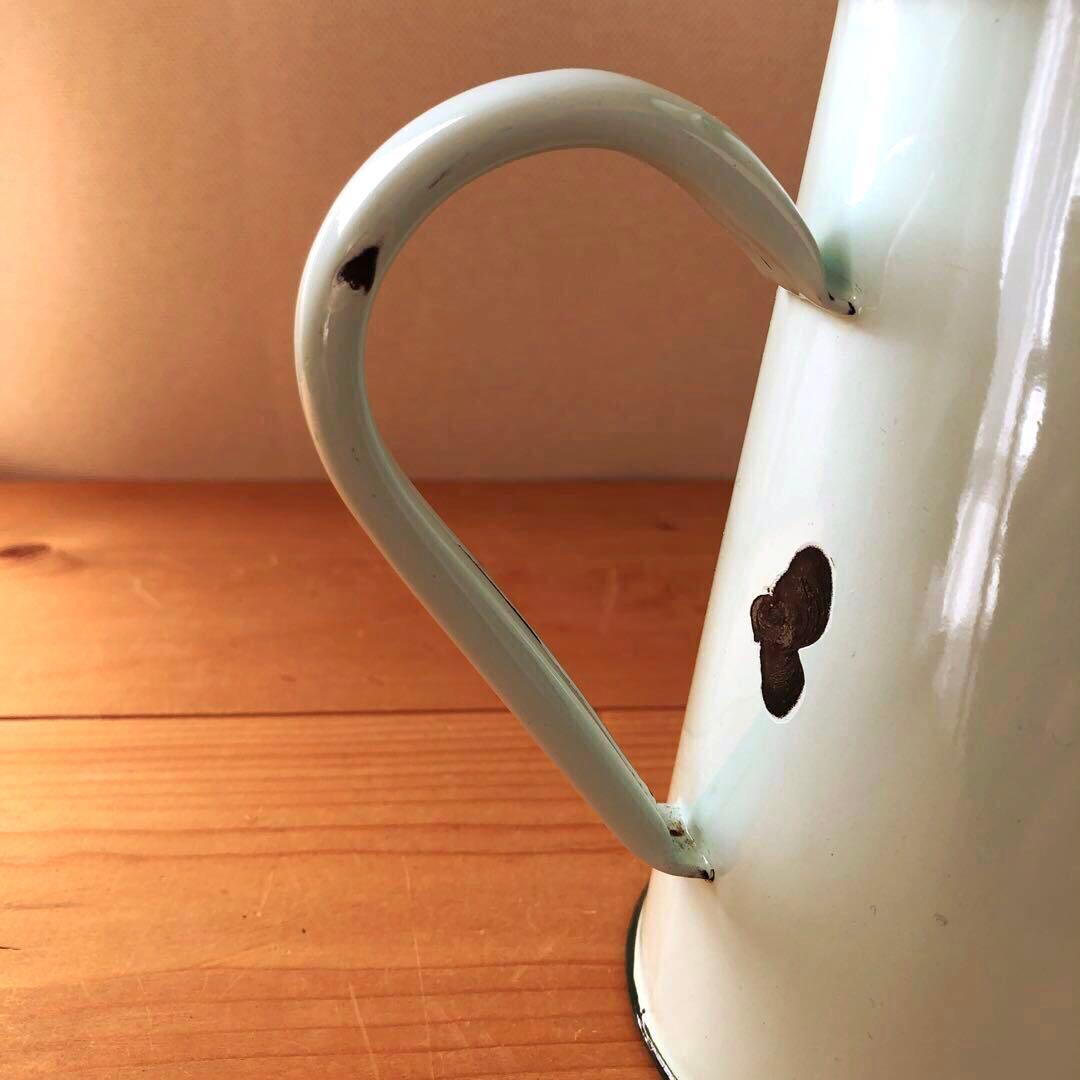 古いホーローポット　琺瑯　フランス　アンティーク　漉し器　カフェ　no.223