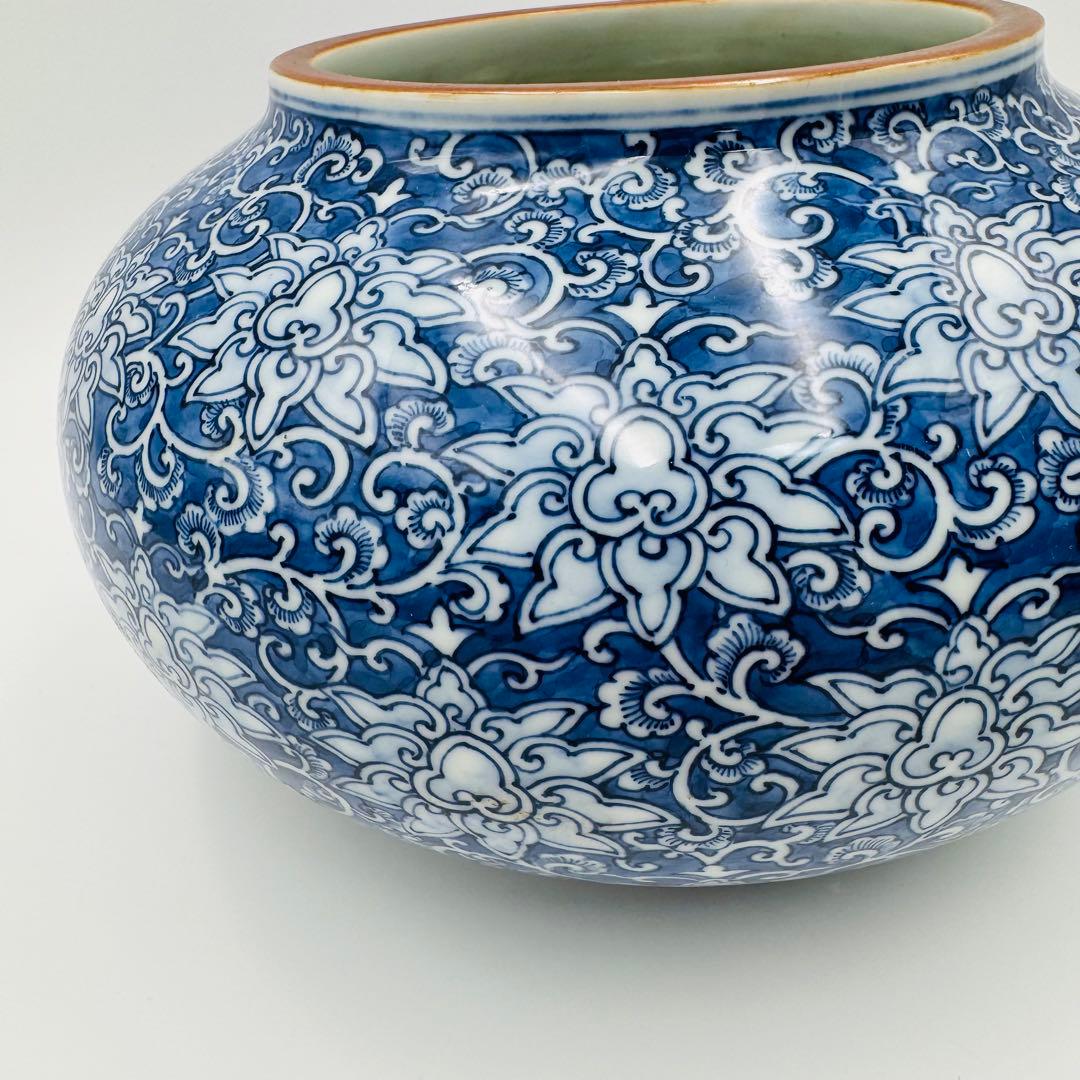 【舜陶窯　河本礫亭造　染付壺　花入　花瓶】時代　骨董　アンティーク