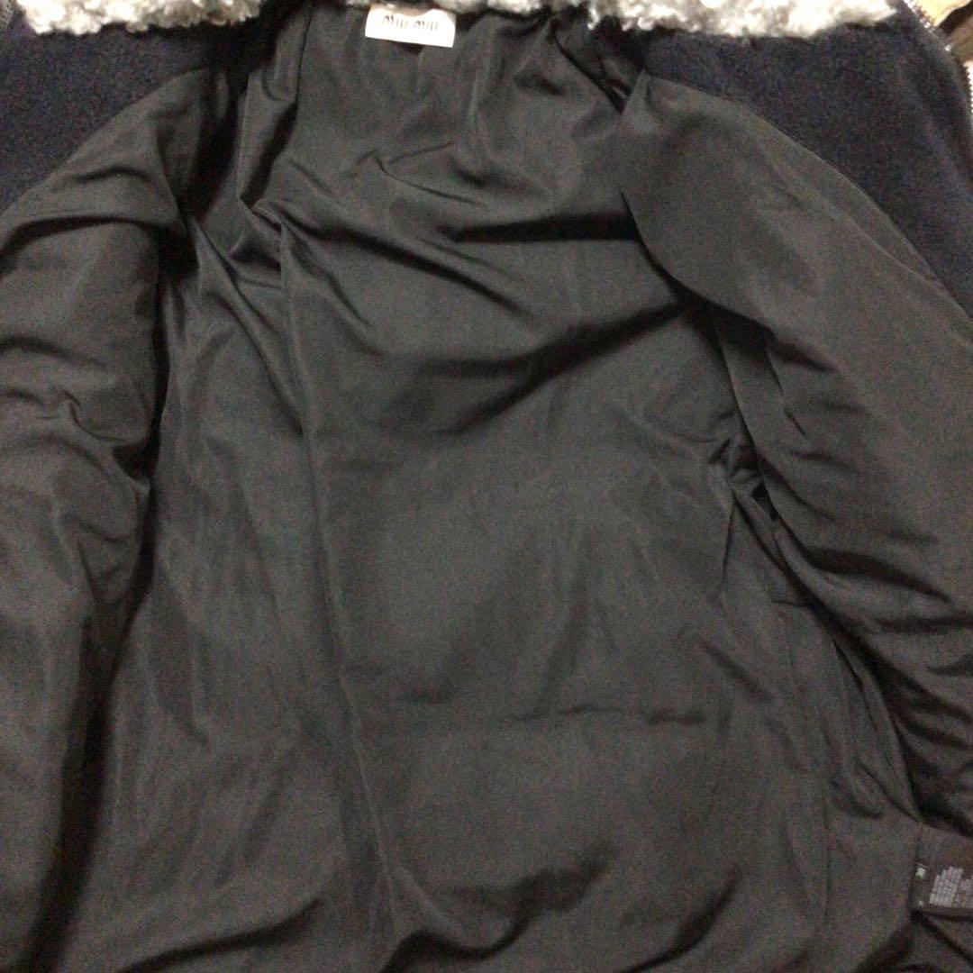 美品miu miu ネイビー ジップアップジャケット　フリース　ミュウミュウ