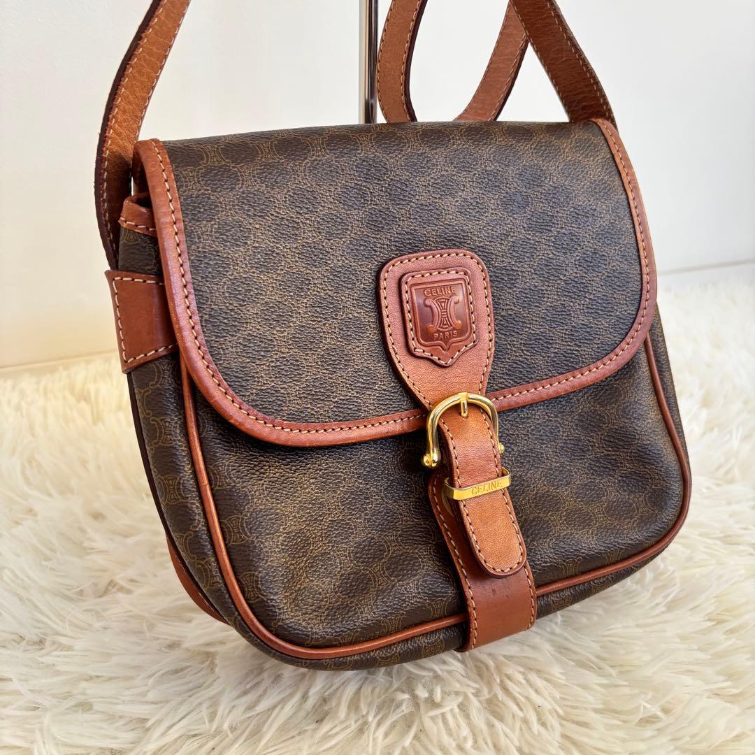 鑑定済美品セリーヌCELINEマカダム柄ショルダーバッグ ヴィンテージトリオンフ