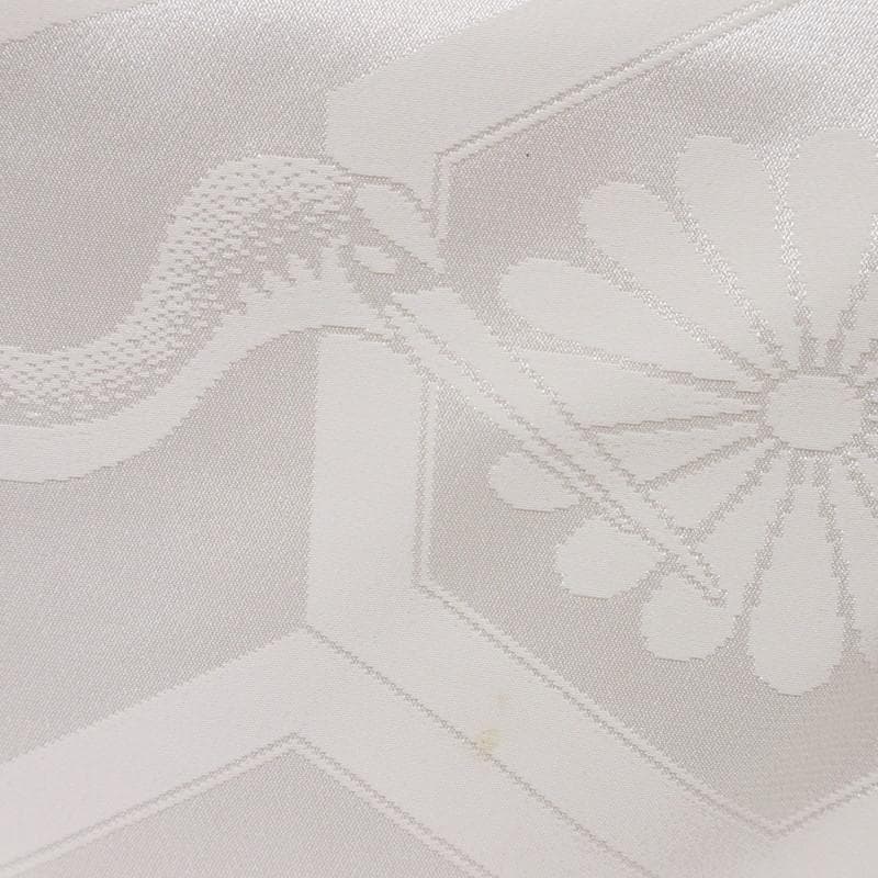 花嫁3点セット 白 掛下 帯 長襦袢 亀甲に菊と鶴 舞台衣装にも♪正絹12RS6