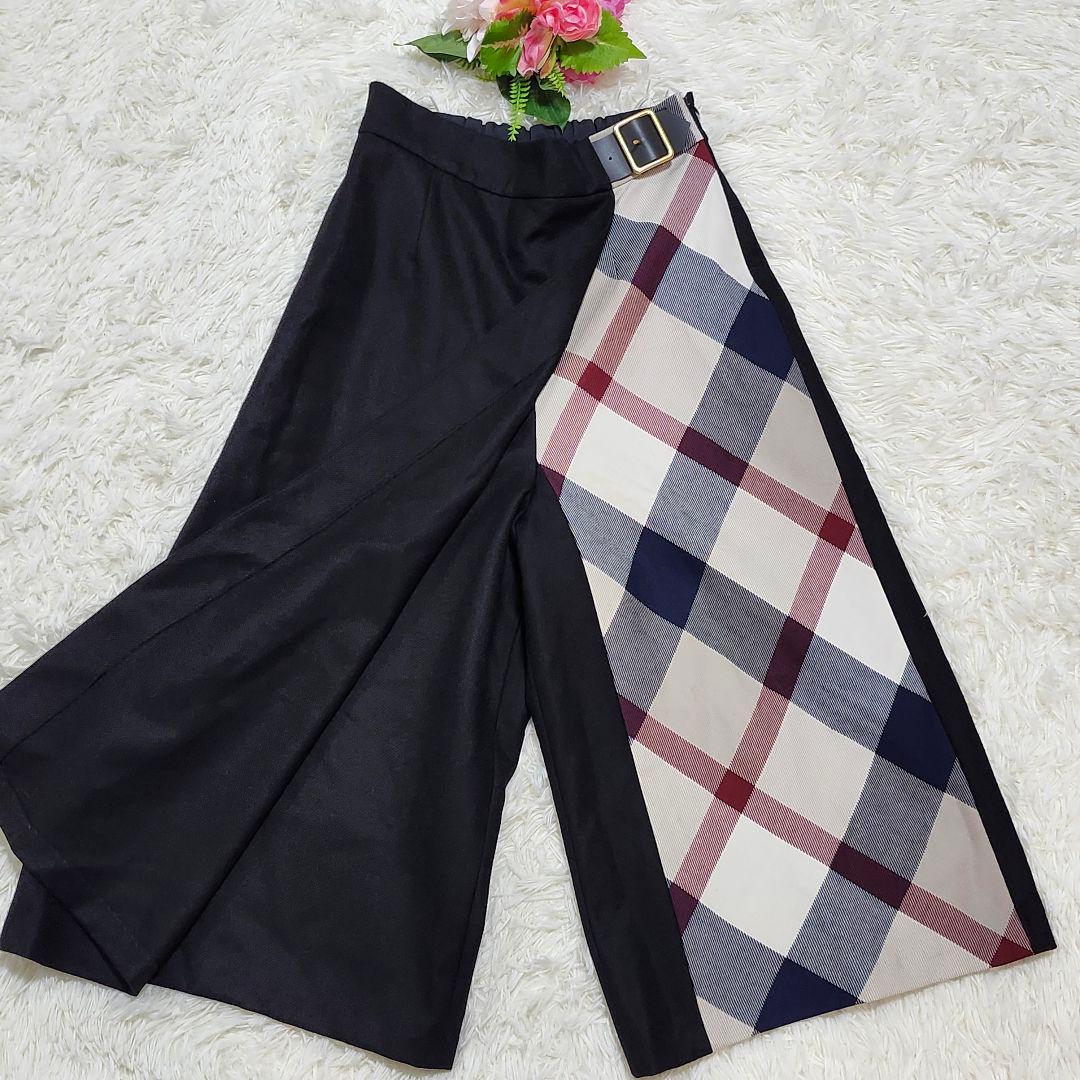 美品☆ブルーレーベルクレストブリッジ　ガウチョパンツ　CBチェック　38