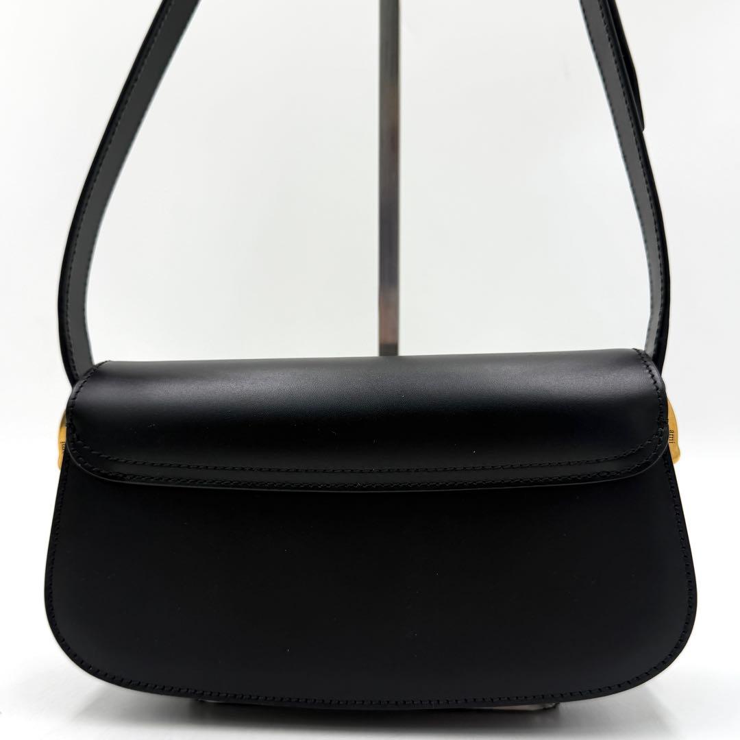 【極美品】アミパリス バケット ショルダーバッグ ハート ロゴ レザー ブラック