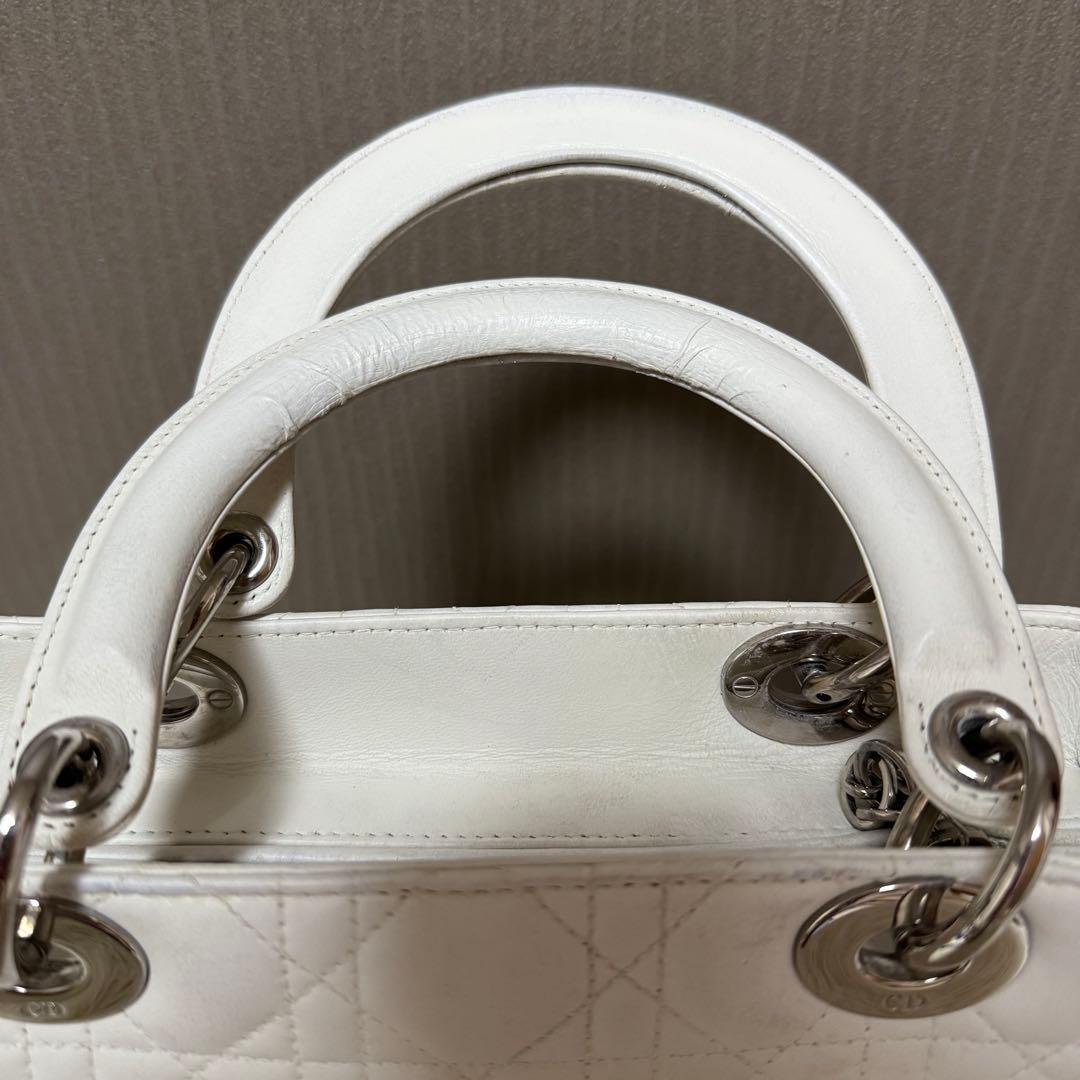 Dior レディディオール カナージュ ハンドバッグ ホワイト 白