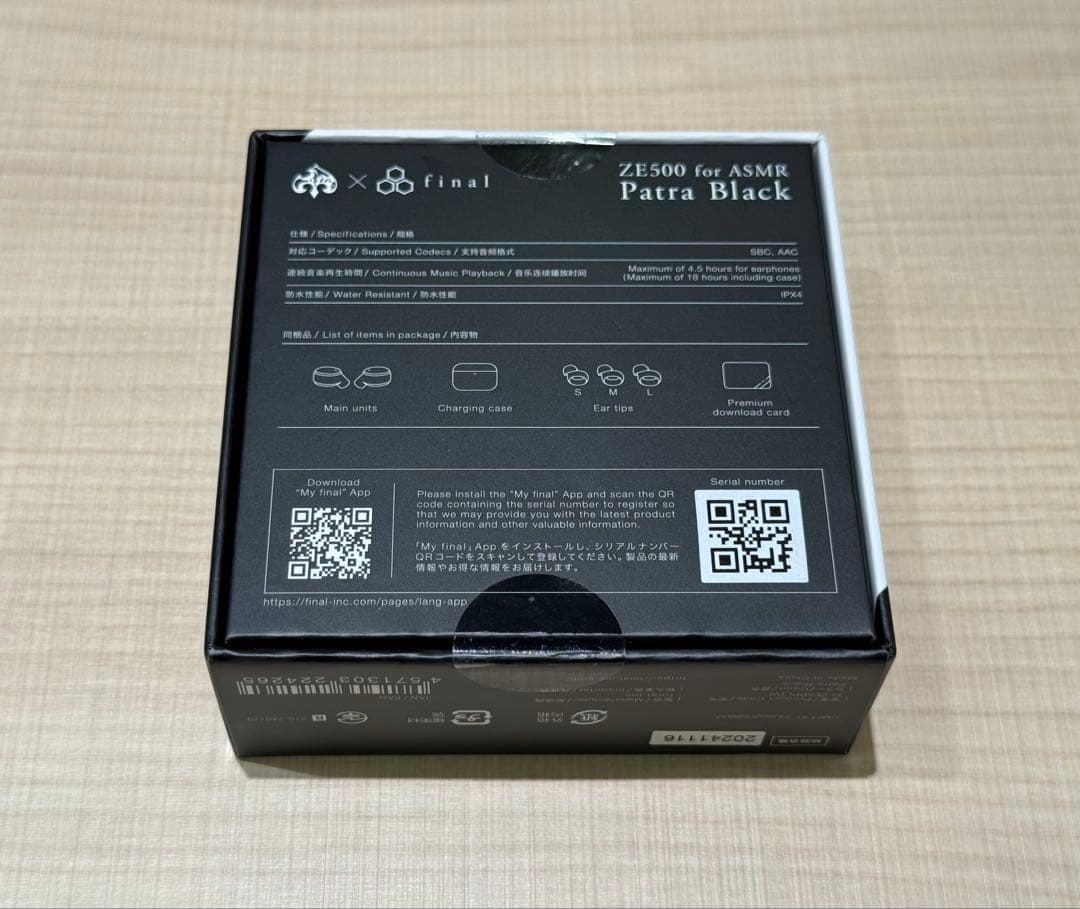 イヤホン final ZE500 for ASMR Patra Black