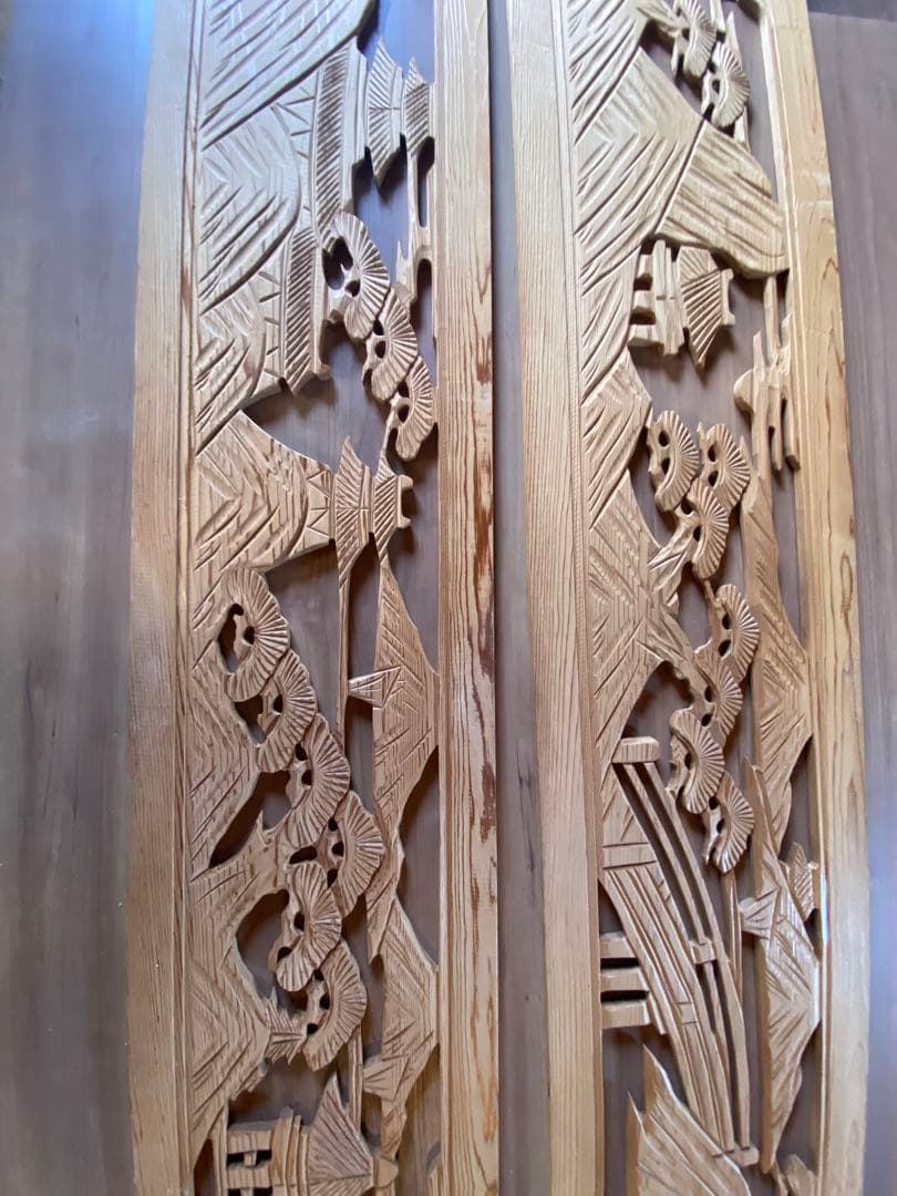 彫刻欄間2枚1組⓴