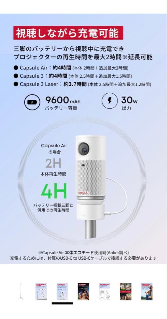 NEBULA パワーバンク三脚 Capsule Tripod 白 美品