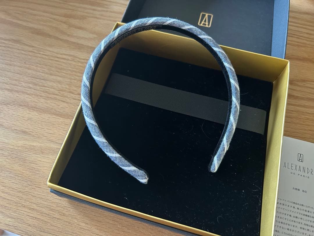 アレクサンドルドゥパリ 夏らしいリネンのストライプ カチューシャ 美品