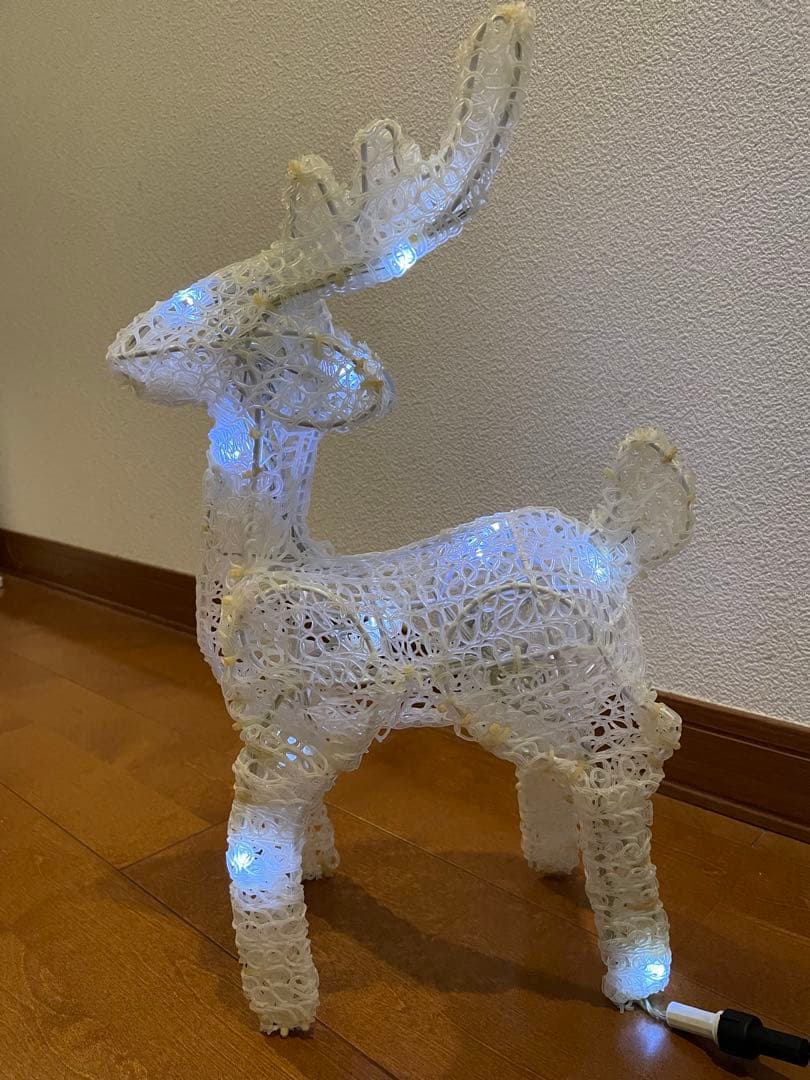 クリスマスイルミネーション　LEDクリスタルミニトナカイホワイト 2個セット