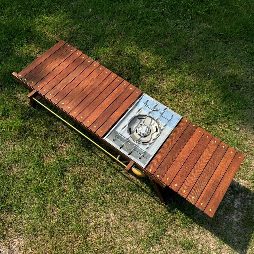 折りたたみローテーブル 真鍮シェラカップ掛け＆真鍮ビス igtテーブル