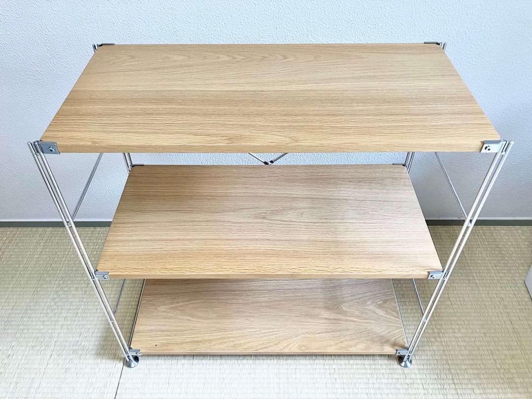 ⭐️美品・送料込⭐️無印良品 ステンレスユニットシェルフ　オーク材棚セット　ワイド小