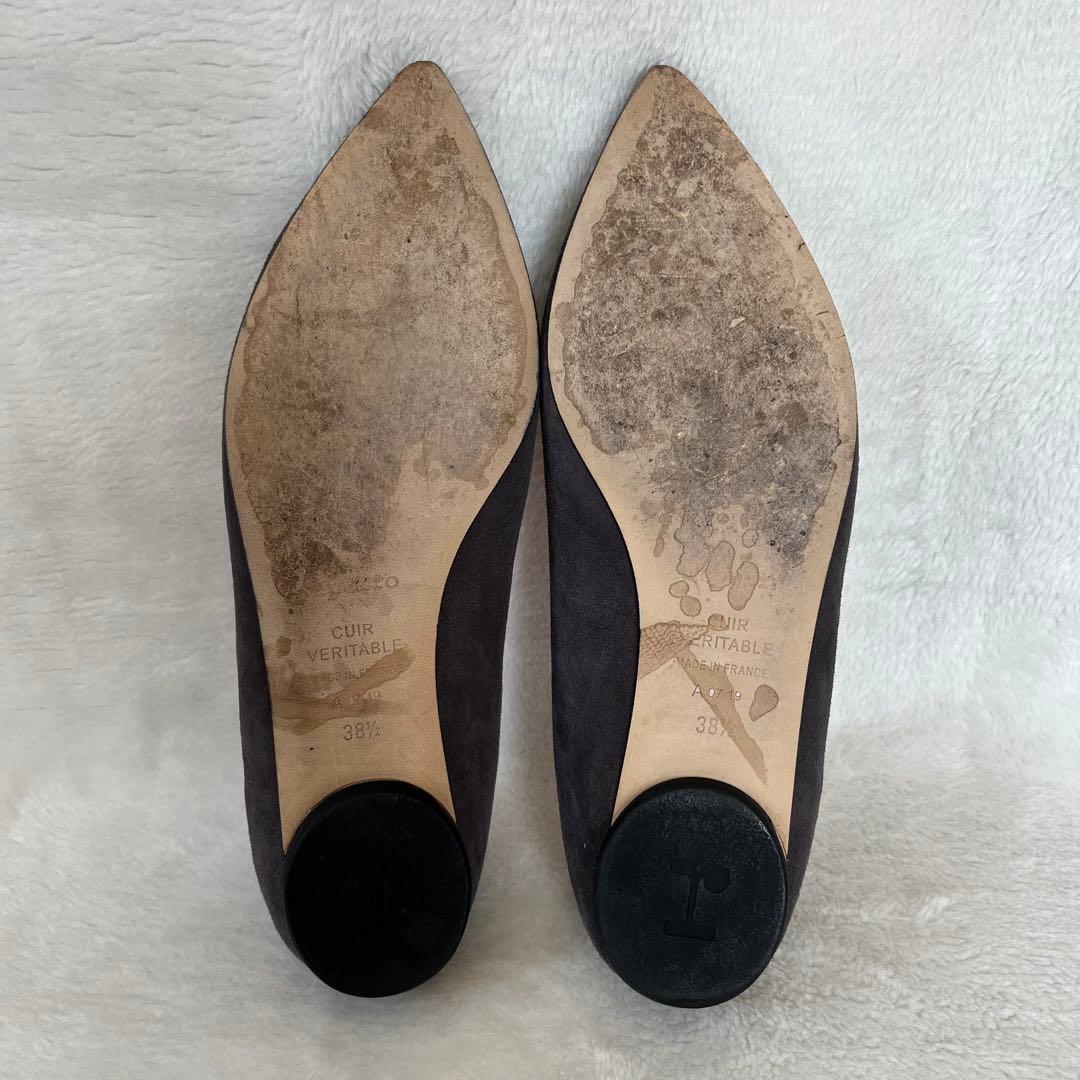 美品 箱付き☆レペット 38.5 グレー ブリジット ポインテッドトゥ バレエ