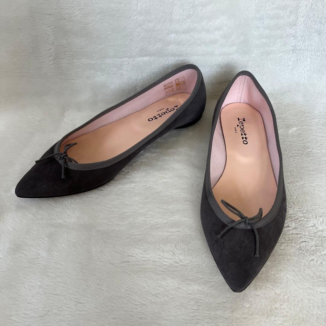 美品 箱付き☆レペット 38.5 グレー ブリジット ポインテッドトゥ バレエ