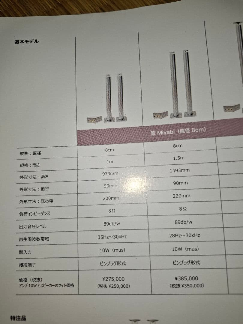 知名オーディオ 360度スピーカー　雅 1,5m スピーカー&アンプセット