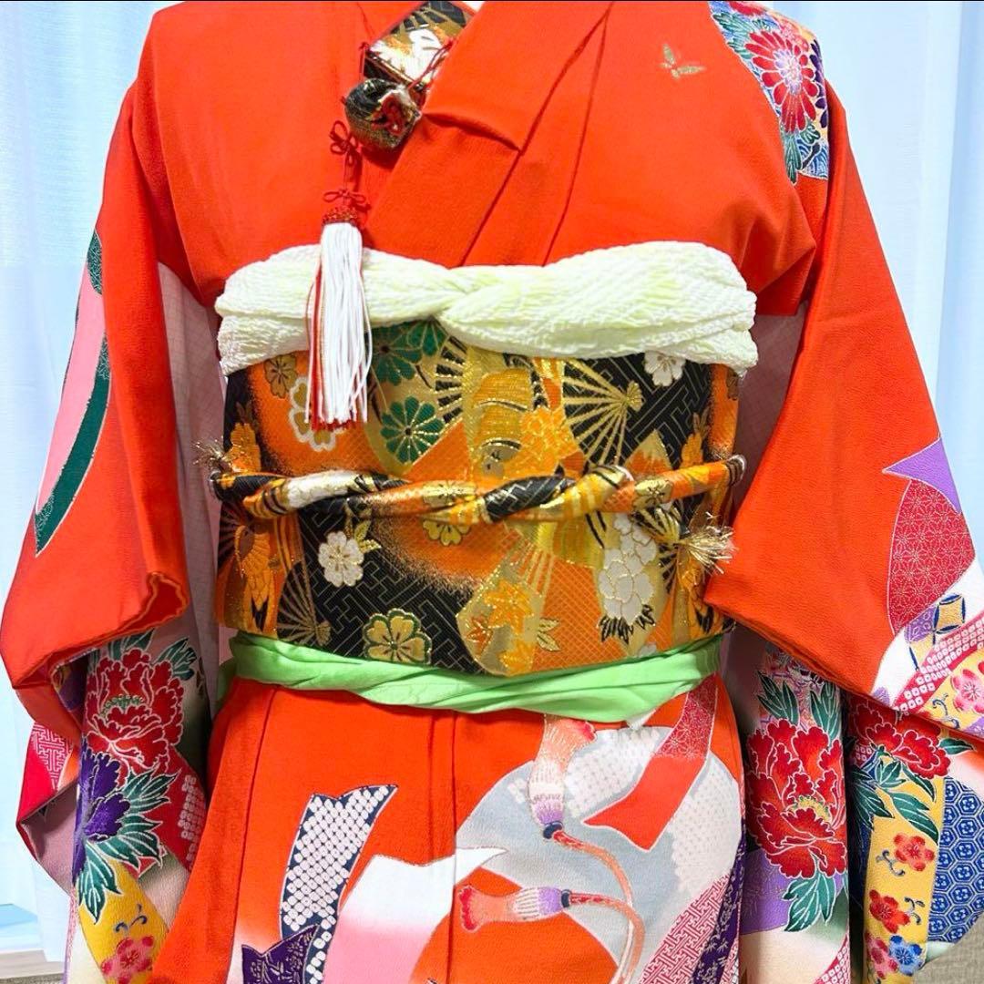 七五三 7歳 着物 長襦袢 作り帯 はこせこセット フルセット レトロ