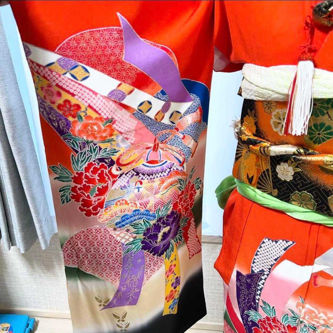 七五三 7歳 着物 長襦袢 作り帯 はこせこセット フルセット レトロ