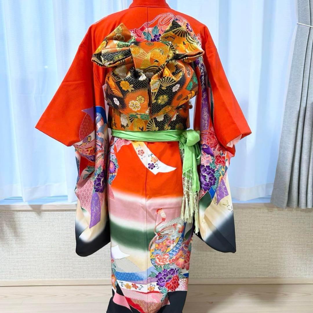 七五三 7歳 着物 長襦袢 作り帯 はこせこセット フルセット レトロ