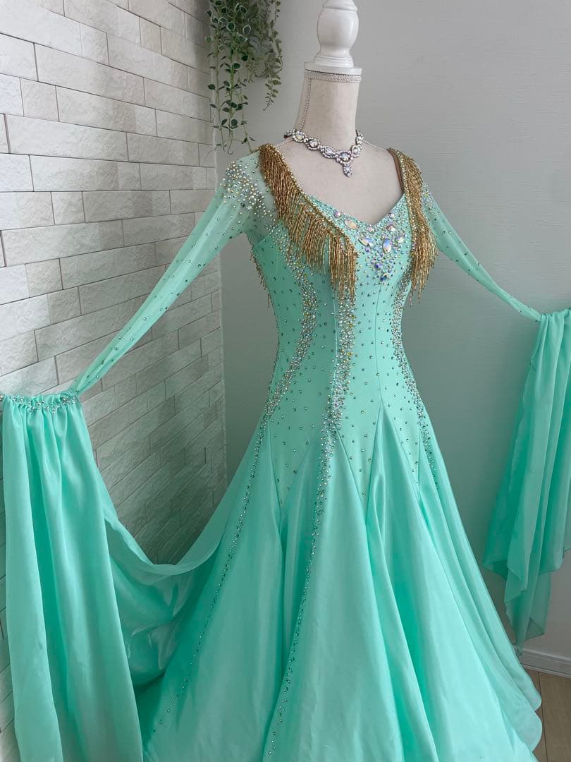 社交ダンス 【Chacott】スタンダードドレス ミントグリーン⭐️オーダードレス