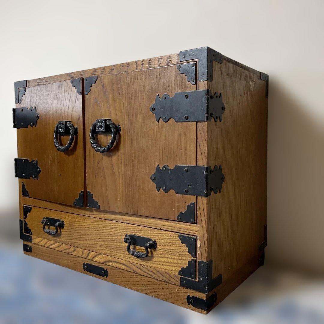 民芸調 和風 小物箪笥／小物入れ 金具付き