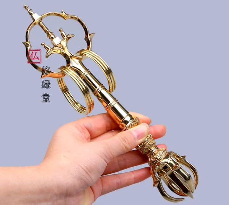 【修縁堂】密教法具 真言宗 法器 錫杖 五鈷杵 密教法具古美術品